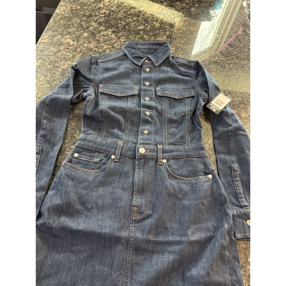 7 For All Mankind WEIGHTLESS DENIM MAXI DRESS Size S Blue Dress $298‎ NWT - Picture 6 of 11
